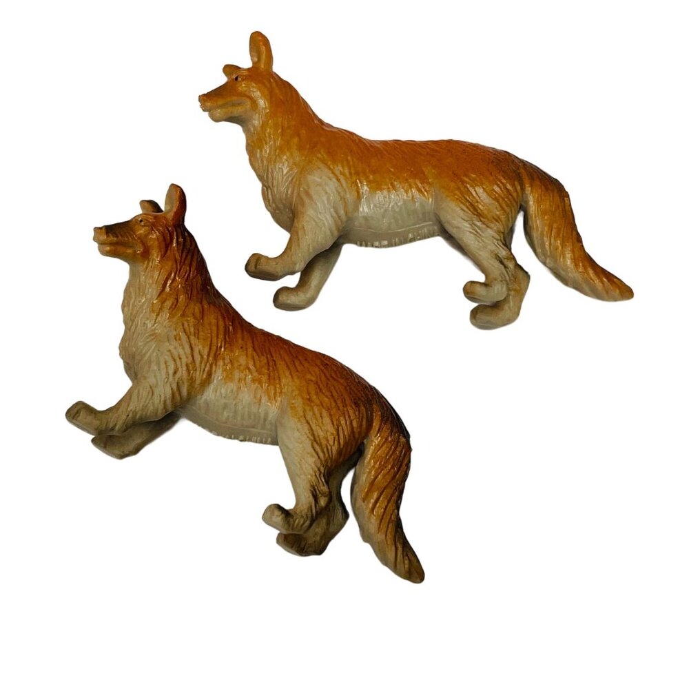 Vintage Hand-Painted German Shepherd Dog Figurines Set Of 2